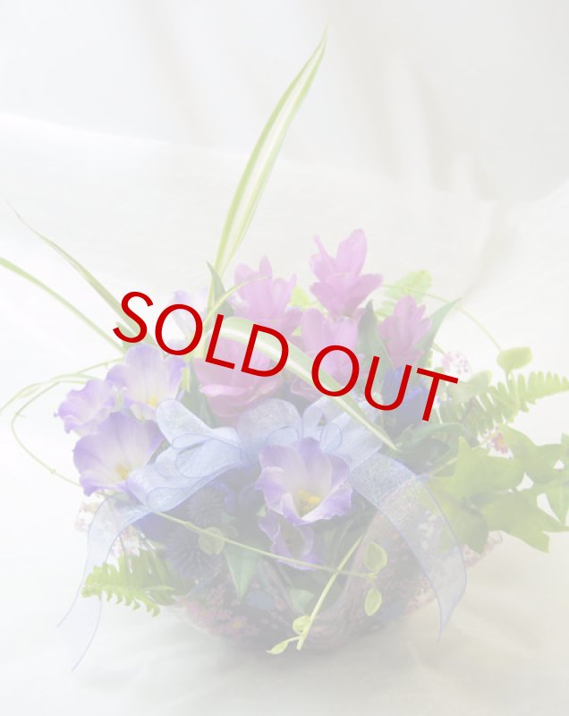 青とピンクのサマープレートアレンジ