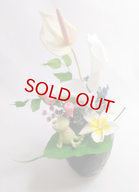 画像2: プリザーブドアレンジ〜with happy rain（かえるの雨宿り） (2)