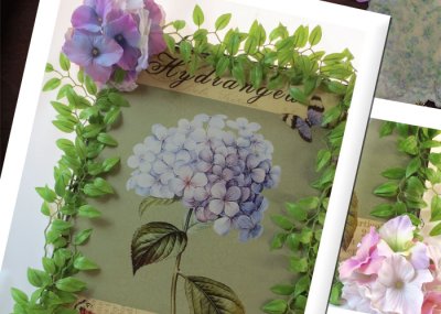 画像1: 紫陽花のアートフラワーフレーム・tinプレート