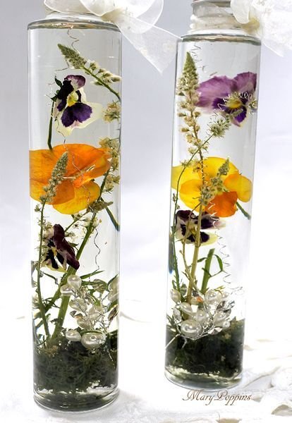 木犀草（もくせいそう）とパンジーのハーバリウム|フラワーギフト