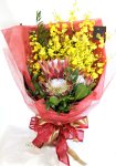 画像1: キングプロテアとオンシジウムの花束 (1)