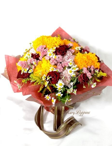 マリーゴールドとミニバラの花束|フラワーギフトMaryPoppins