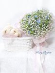画像1: ブルースターとかすみ草の花束・happy loveのギフトセット (1)