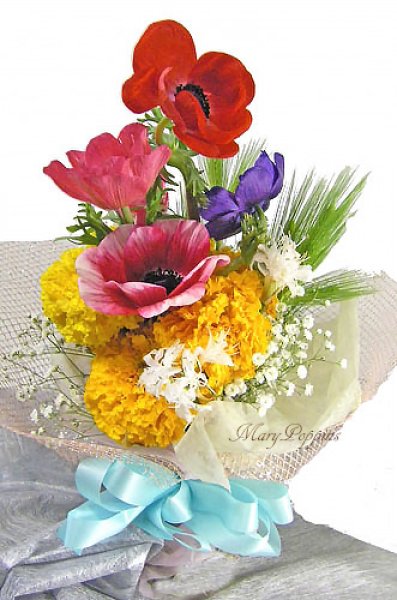 アネモネとマリーゴールドの花束 フラワーギフトmarypoppins