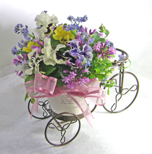 春のお花の自転車に乗って・・